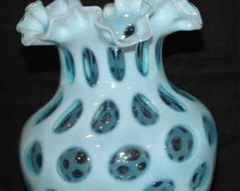 Fenton Art Glass HOBNAIL No.389/3926 Blue Opalescent Round Double