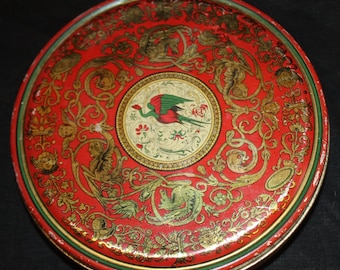 Vintage Canco Red Gold and Green Tin- Great Graphics!