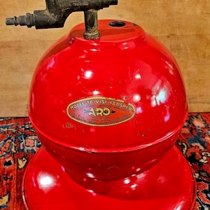 Vintage 1950&#39;s Fire Engine Red Gas Station ARO Model 78 Automotive Fluid Flusher- Automotive/Gas Station/Advertising