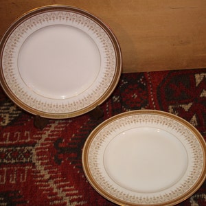 Set of Two Beautiful B&C L. Bernardaud Limoges Gold Edge 8.5” Luncheon Plates-  Vintage Limoges / Limoges France