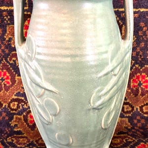 GORGEOUS Large McCoy Pottery Sage Green Sand Dollar Vase- 14.25" tall- Art Pottery/Farmhouse/Bungalow/Art Nouveau