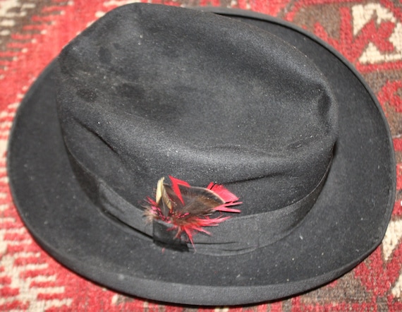 Vintage Mossant Fedora Hat with Feathers and Gros… - image 2