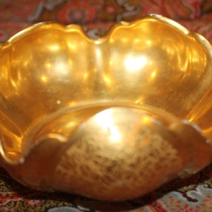 Vintage RS Germany Floral Chintz Gold Trinket Dish, Art Nouveau