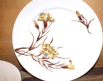 Set of Four Gorgeous Hand painted CFH-GDM Limoges Luncheon Plates-Farmhouse/Botanical/Cottage Decor