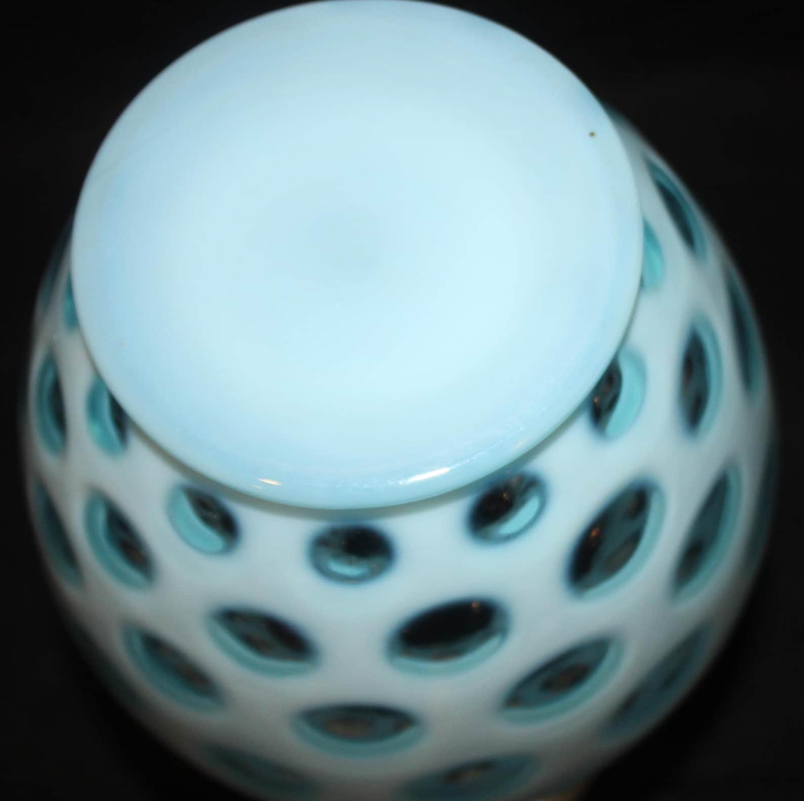 Antique Victorian Fenton Blue Opalescent Coin Dot Glass Vase - Etsy