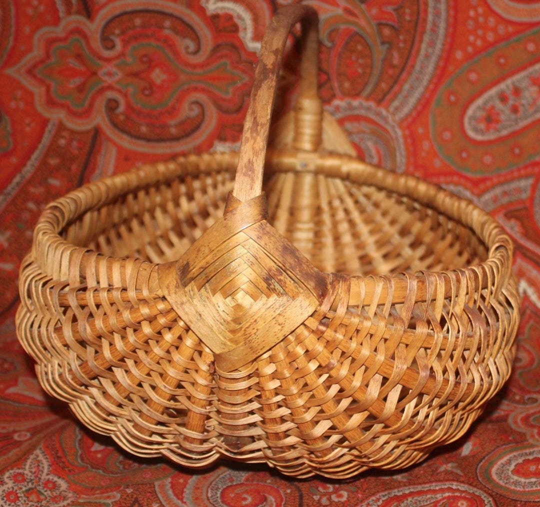 19th Century Primitive God's Eye One-handled Basket- Great Patina