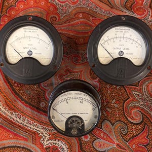 Wonderful Collection of 3 Vintage Amp/Volt Meters/Gauges- Steampunk/Antique/Meters/Retro/Mid Century