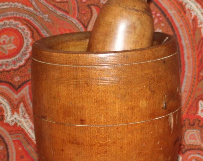 Featured listing image: Gorgeous 19th Century Antique Maple Mortar and Pestle- Great Patina!- Herbs/Grinding/Country Kitchen/Farmhouse/Garden