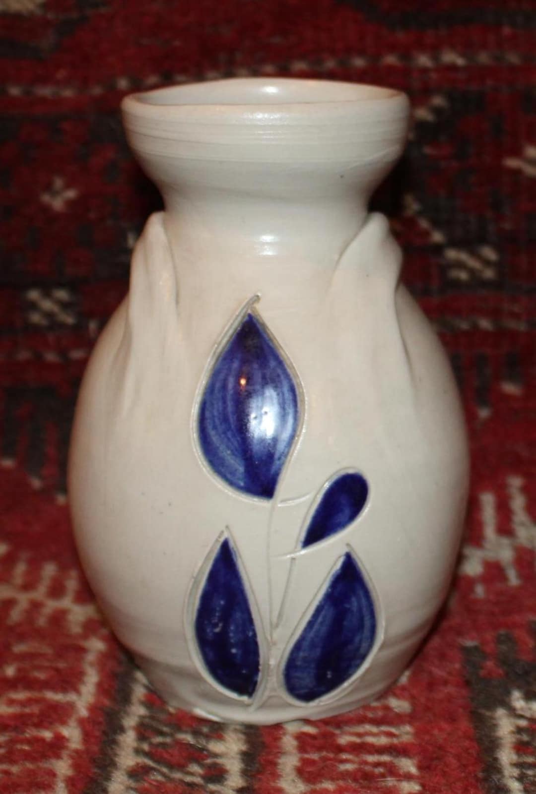 Vintage Colonial Williamsburg Pottery Vase Hand Painted Blue Cobalt ...