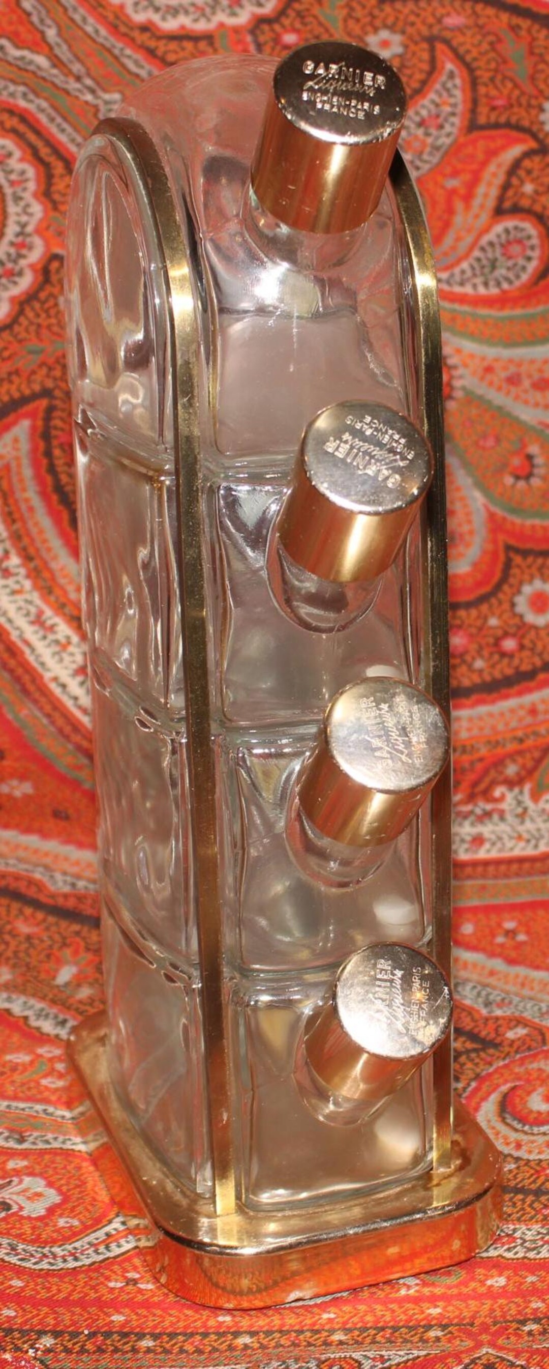 未開封　レアGARNIER Liqueurs Le Bougeoir Vintage Garnier Liqueurs 4-tiered Glass and Brass Liquor Bottle