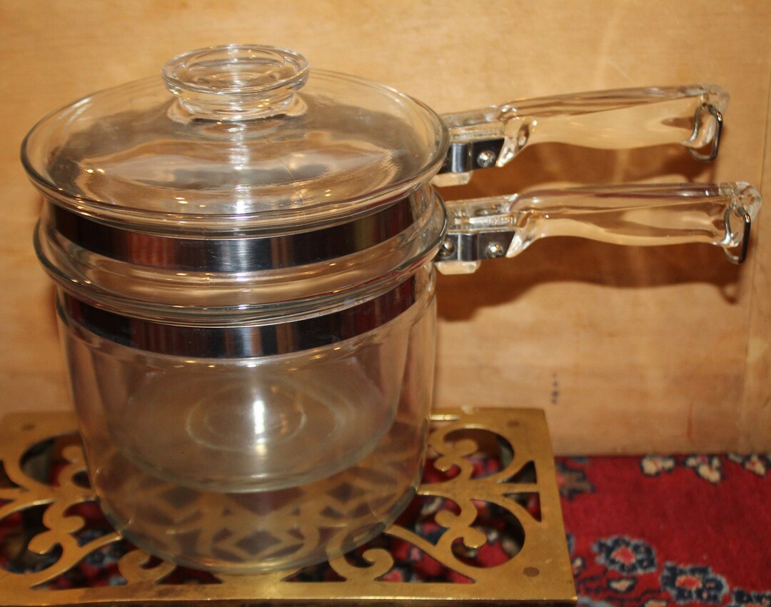 Vintage Pyrex Glass Double Boiler Set 6283 1 1/2 Quart Etsy