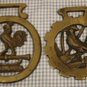 2 Wonderful Horse Tack/Bridle Brasses/ Medallions - Rooster/Chicken