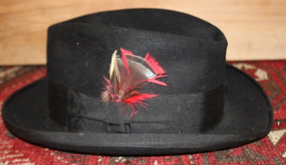 Vintage Mossant Fedora Hat with Feathers and Gros… - image 1