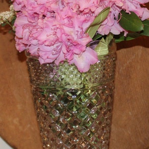 Vintage Wexford Pattern Pedestal Vase by Anchor Hocking- Great for Long Stem Roses or a Wild Bouquet!