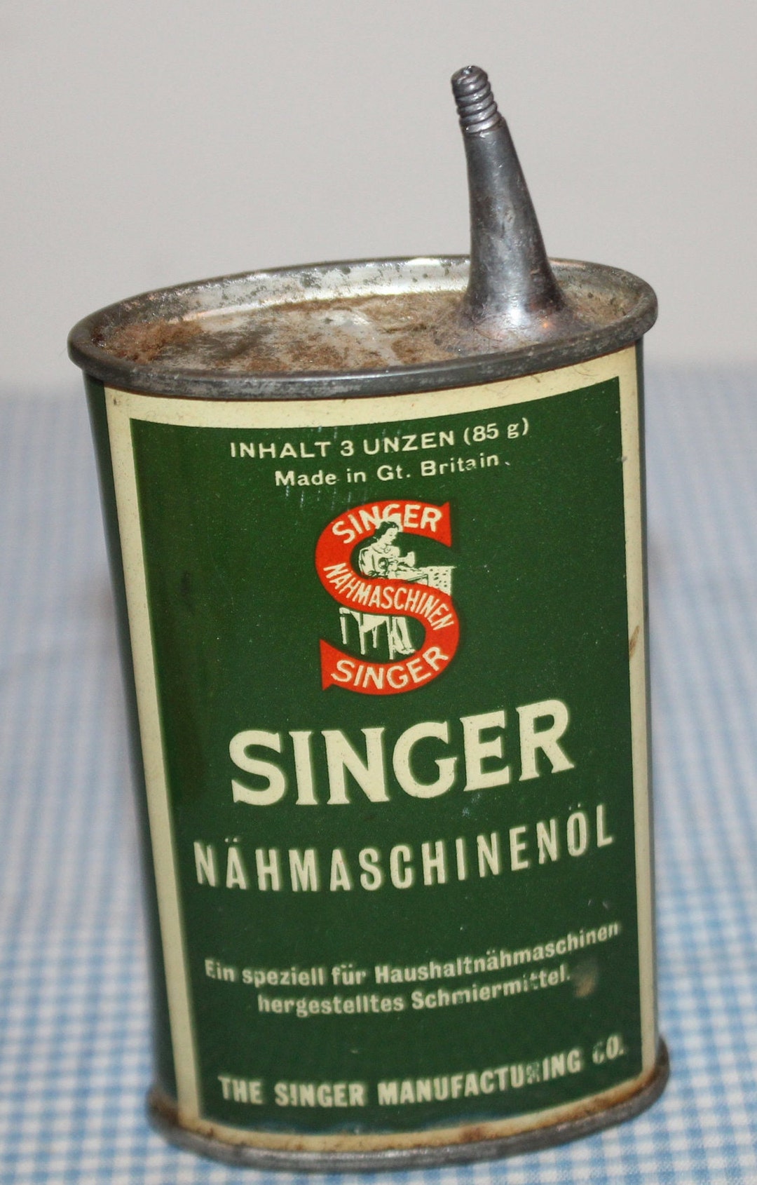 Singer Sewing Machine Oil Can With Old Singer Logo Great Graphics Circa