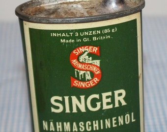 Singer Sewing Machine Oil Can with old Singer Logo- Great Graphics- circa 1890 to 1915