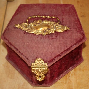 Antique French Victorian Velvet and Silk Jewelry/Sewing Box- circa 1900&#39;s