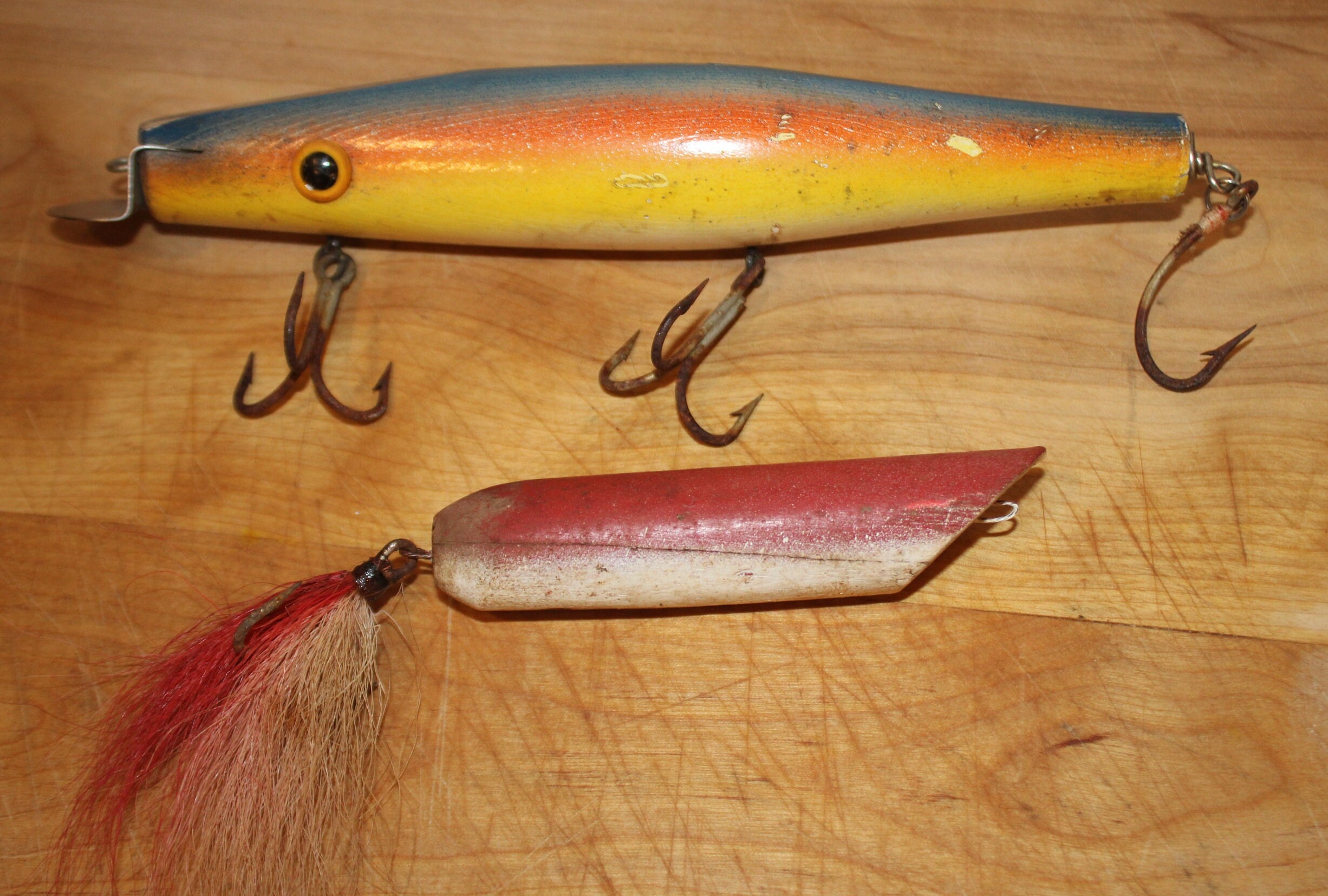 Leurre De Pêche Sur Glace Antique – Fabriqué Main, Bois Et Métal, USA 1880-1920