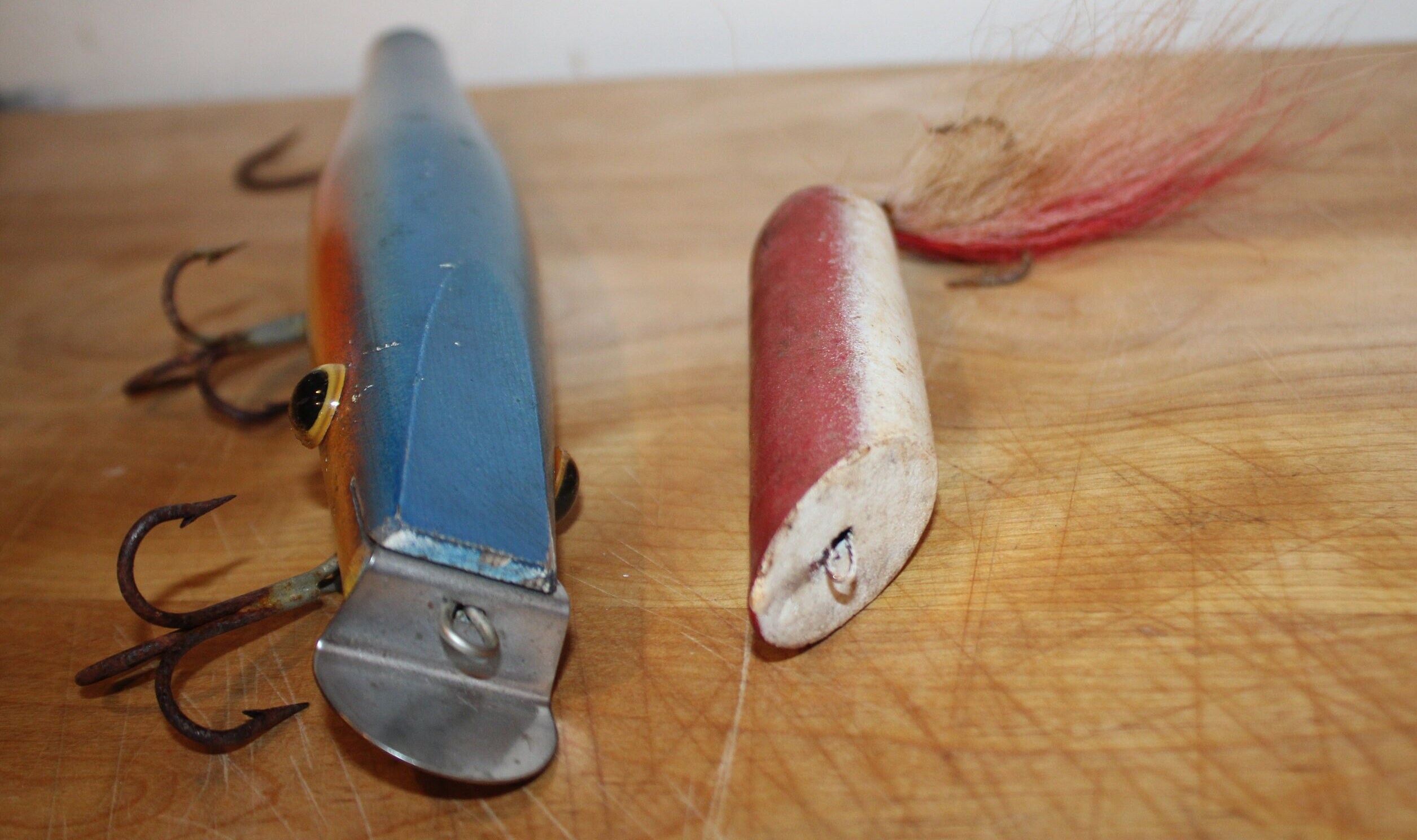 Two Great Colorful Wooden Antique Fishing Lures With Old Paint -  Canada