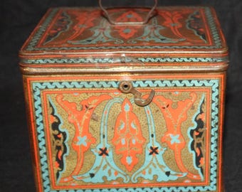 Gorgeous Antique Nabisco Cookie Cracker Company Tin UNEEDA Biscuit- Great Colors and Graphics!