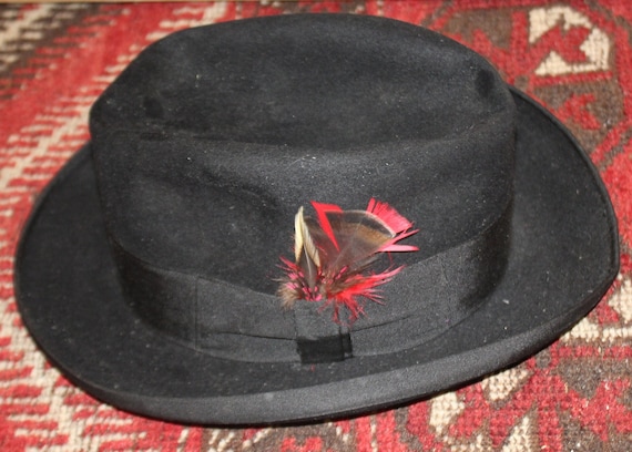 Vintage Mossant Fedora Hat with Feathers and Gros… - image 5