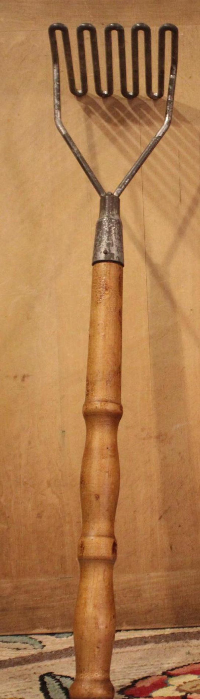 Gorgeous LARGE Antique Maple Handled Wire Potato Masher- Thanksgiving ...