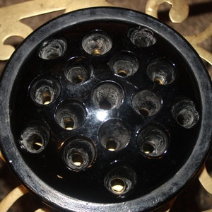 Great Vintage Black/Amethyst Depression Glass Flower Frog- 16 Holes
