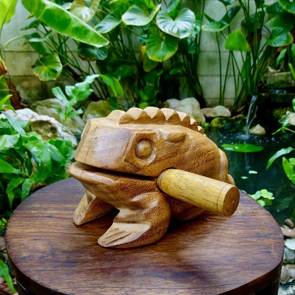 Wood Frog Instrument | Thai Handmade Wooden Toy | Percussion Guiro | 6 inch