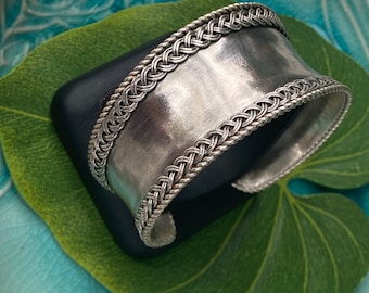 Hill Tribe Silver Cuff Bracelet | Thai Karen 98.5 Silver | Handmade in Thailand