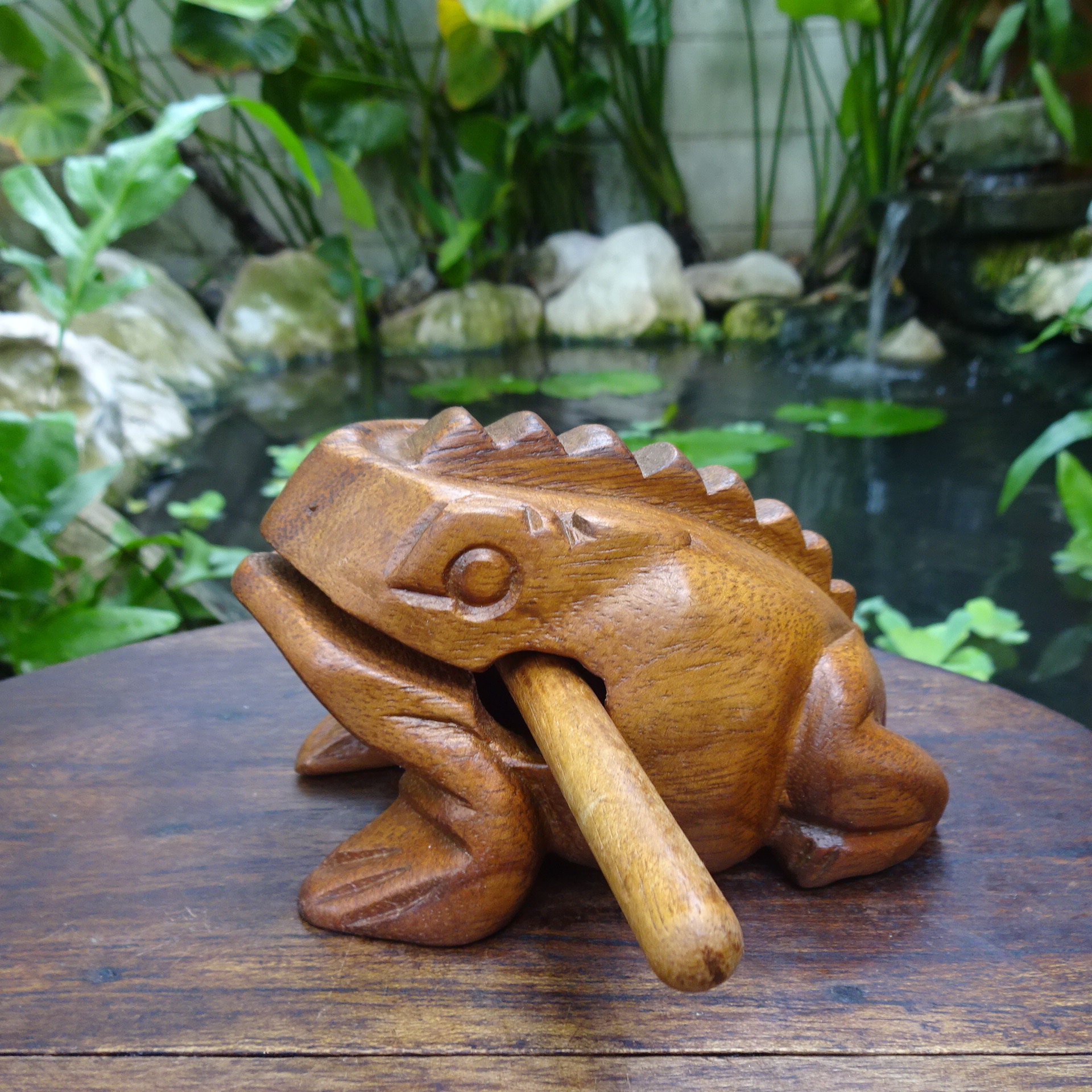 Wood Frog Instrument | Thai Handmade Wooden Toy | Percussion Guiro | 6 ...