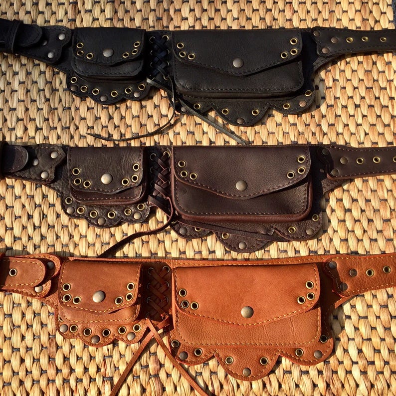 Hip Waist Belt Bag The Lotus Leather Utility Belt Burning Man Pocket Belt