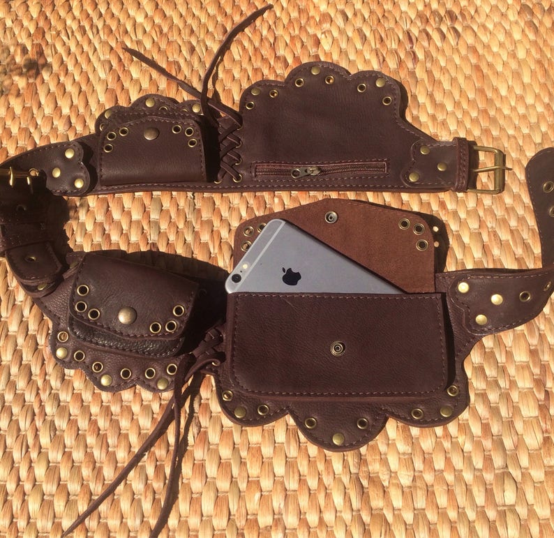 Hip Waist Belt Bag The Lotus Leather Utility Belt Burning Man Pocket Belt