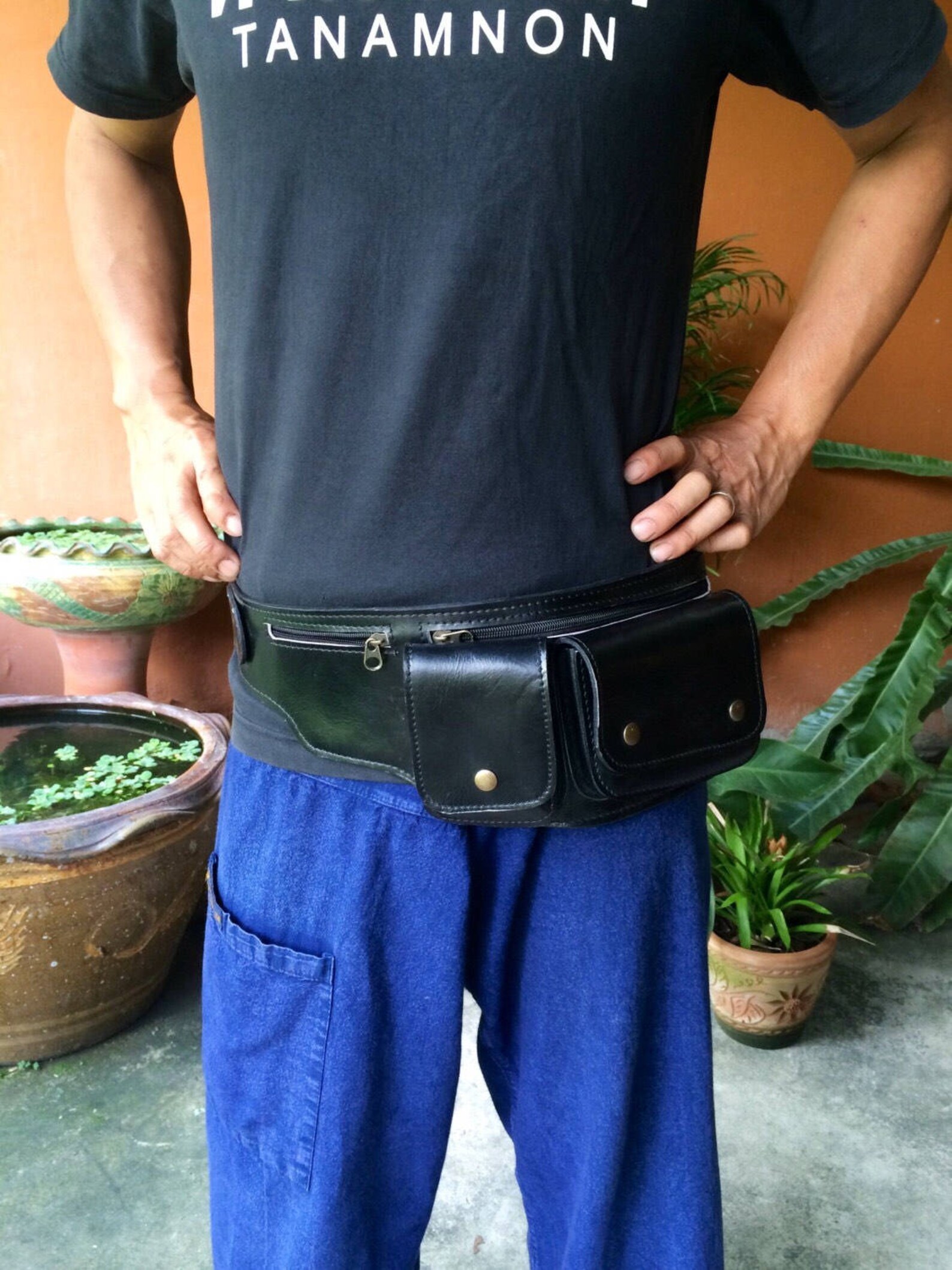 Leather Utility Belt Bag Passport Holder Travel Hip Bag Etsy