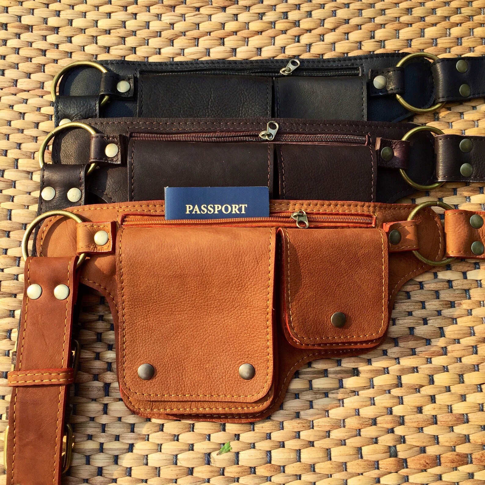 Leather Utility Belt Bag Fanny Pack Travel Pocket Belt W/ Etsy