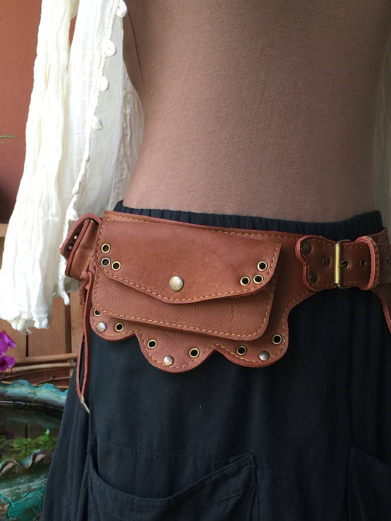 Hip Waist Belt Bag The Lotus Leather Utility Belt Burning Man Pocket Belt