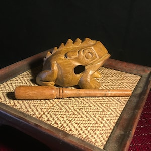 Little Frog Instrument Wood Frog Instrument | Thai Handmade Wooden Toy | Percussion Guiro | 6 ...