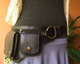 Leather Utility Belt Bag | Festival Fanny Pack | Travel Hip Bag | Pocket & Pouch ~ The Hipster