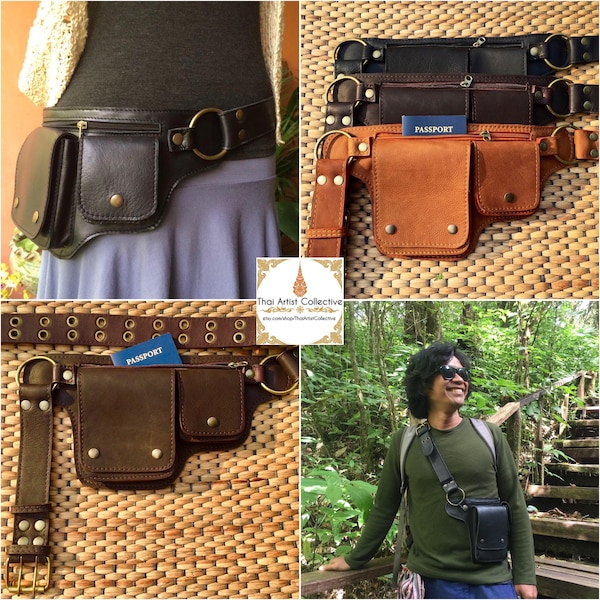 Leder Gürteltasche | Festival Bauchtasche | Reise-Gürteltasche | Tasche & Beutel ~ Der Hipster