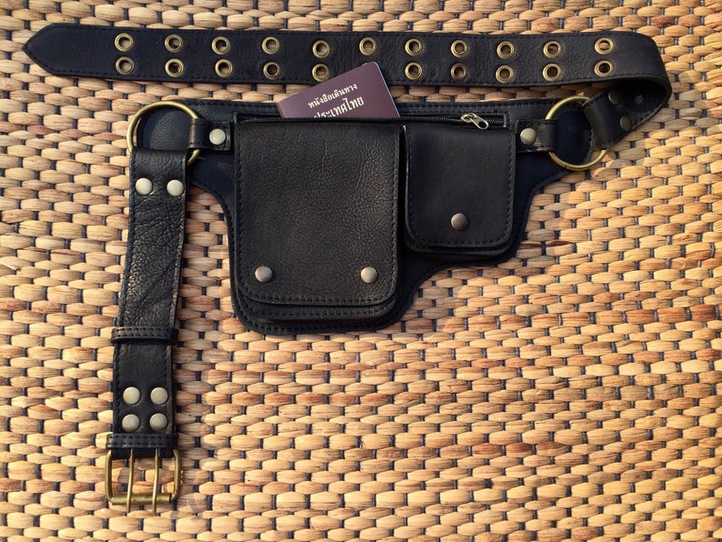 Leather Utility Belt Bag Hip Waist Purse Pocket Belt The Etsy