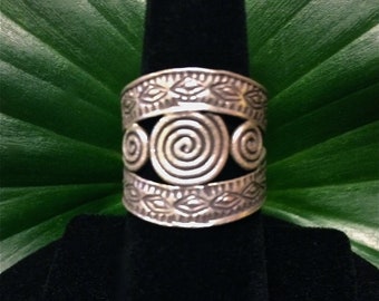 Ambachtelijke zilveren ring | 98,5% zilver | Thaise Karen Hill Tribe | 3 spiraalontwerp