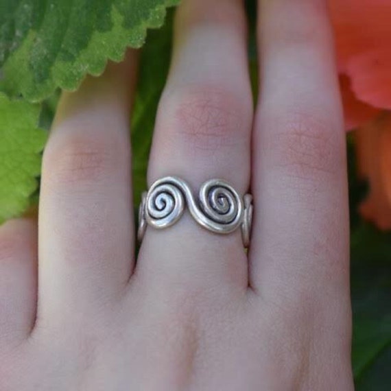 Karen Hill Tribe Silver Ring | 7 Spiral Band 98.% Silver