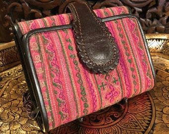 Hmong Fabric | Leather Wallet | Handmade in Thailand | One of a Kind