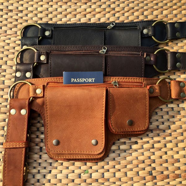 Leather Hip Bag | Fanny Pack | Utility Belt Bag | Travel Pocket Belt - The Hipster