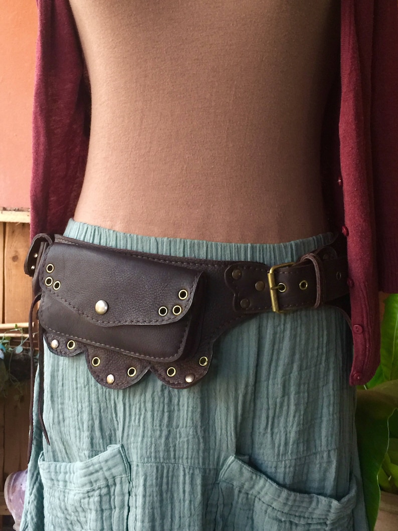 Hip Waist Belt Bag The Lotus Leather Utility Belt Burning Man Pocket Belt