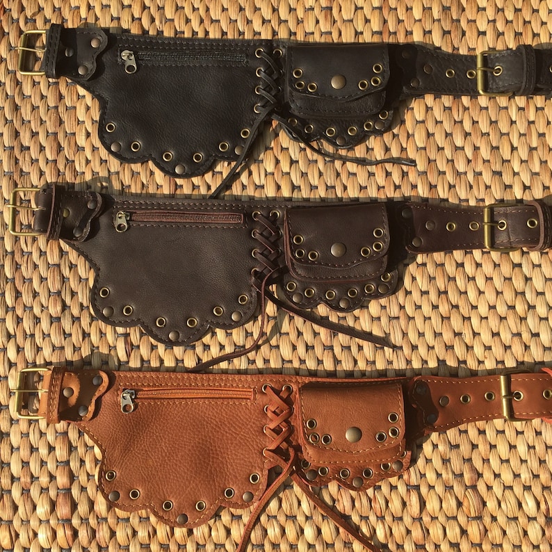 Hip Waist Belt Bag The Lotus Leather Utility Belt Burning Man Pocket Belt