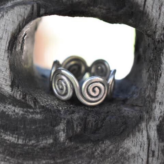 Karen Hill Tribe Silver Ring | 7 Spiral Band 98.% Silver Karen Hill Tribe Silver Ring | 7 Spiral Band 98.% Silver