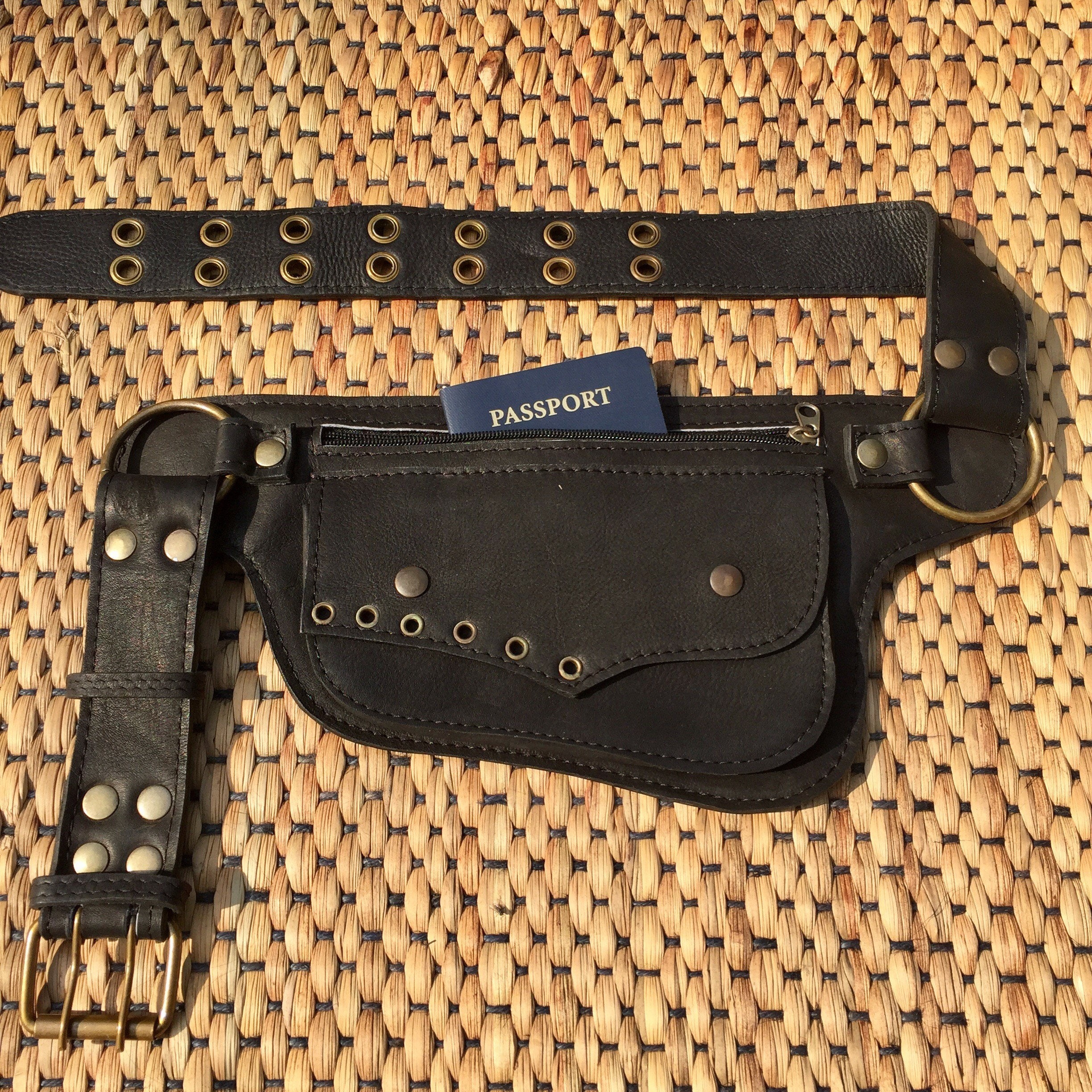 Leather Pocket Belt Bag Hip / Waist Utility Belt Holds Etsy