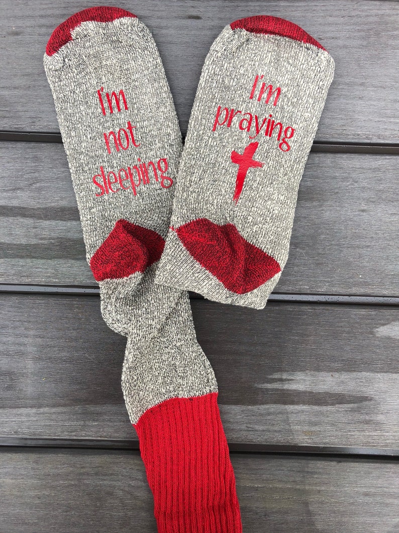 I'm not sleeping I'm praying socks christian Etsy