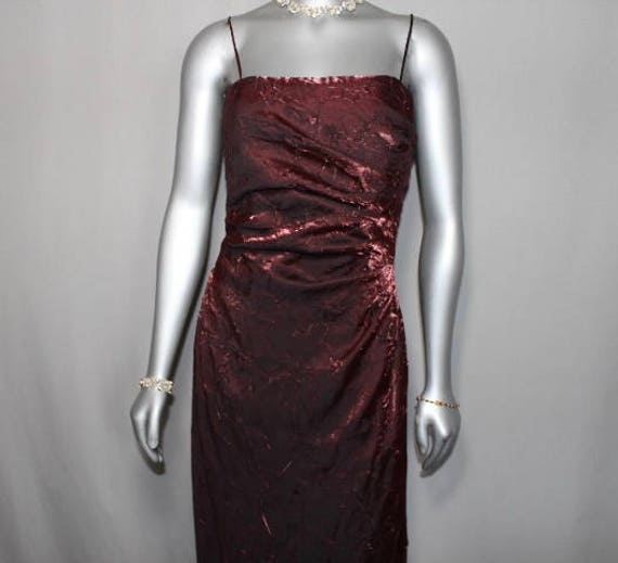 Formal Crinkle Maroon Evening Gown Wedding Dinner… - image 5