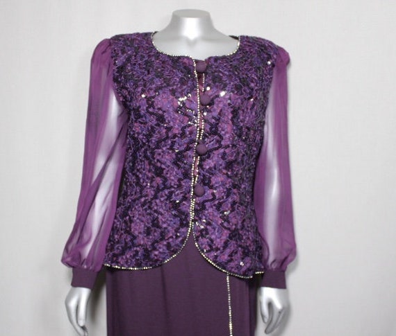 Lace Deep Purple 2pc Outfit Skirt and Top Wedding… - image 1